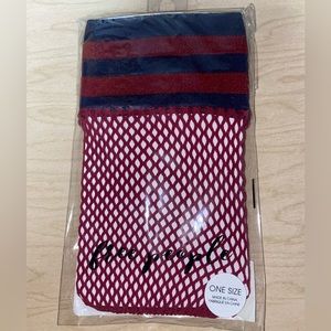 Free People Riot Sport Fishnet Sock in Wine Red, One Size